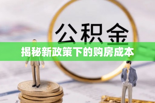 贵池揭秘新政策下的购房成本